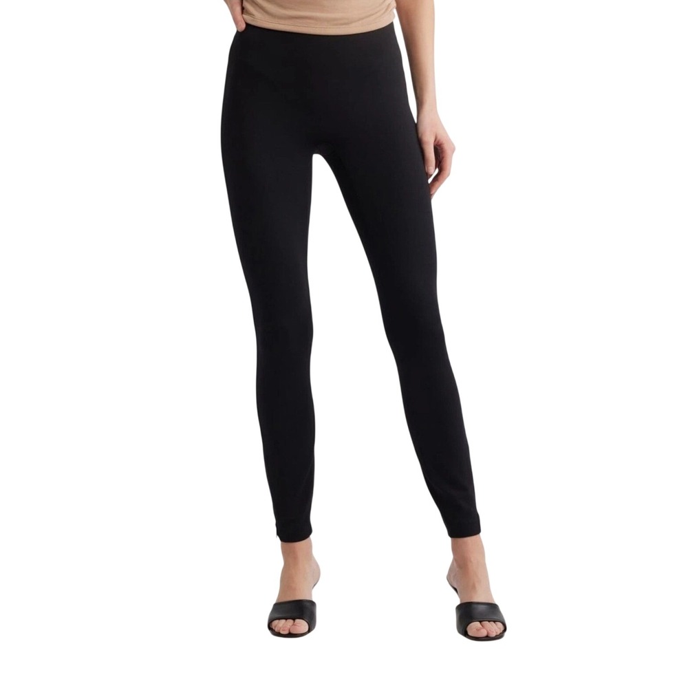 SPANX Supersmooth Perfect Fit Ponte Zip Black Leggings SZ M 21296R
